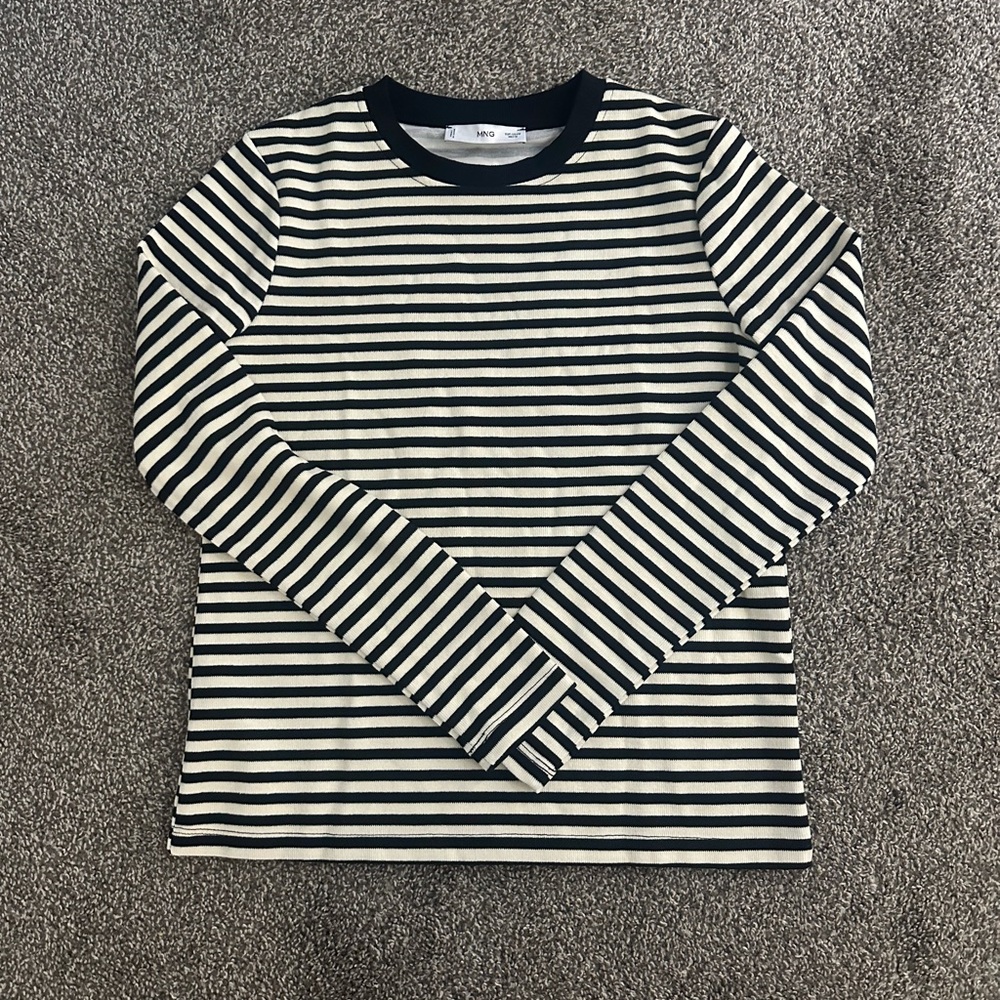 MNG NWOT Black and White Striped Top